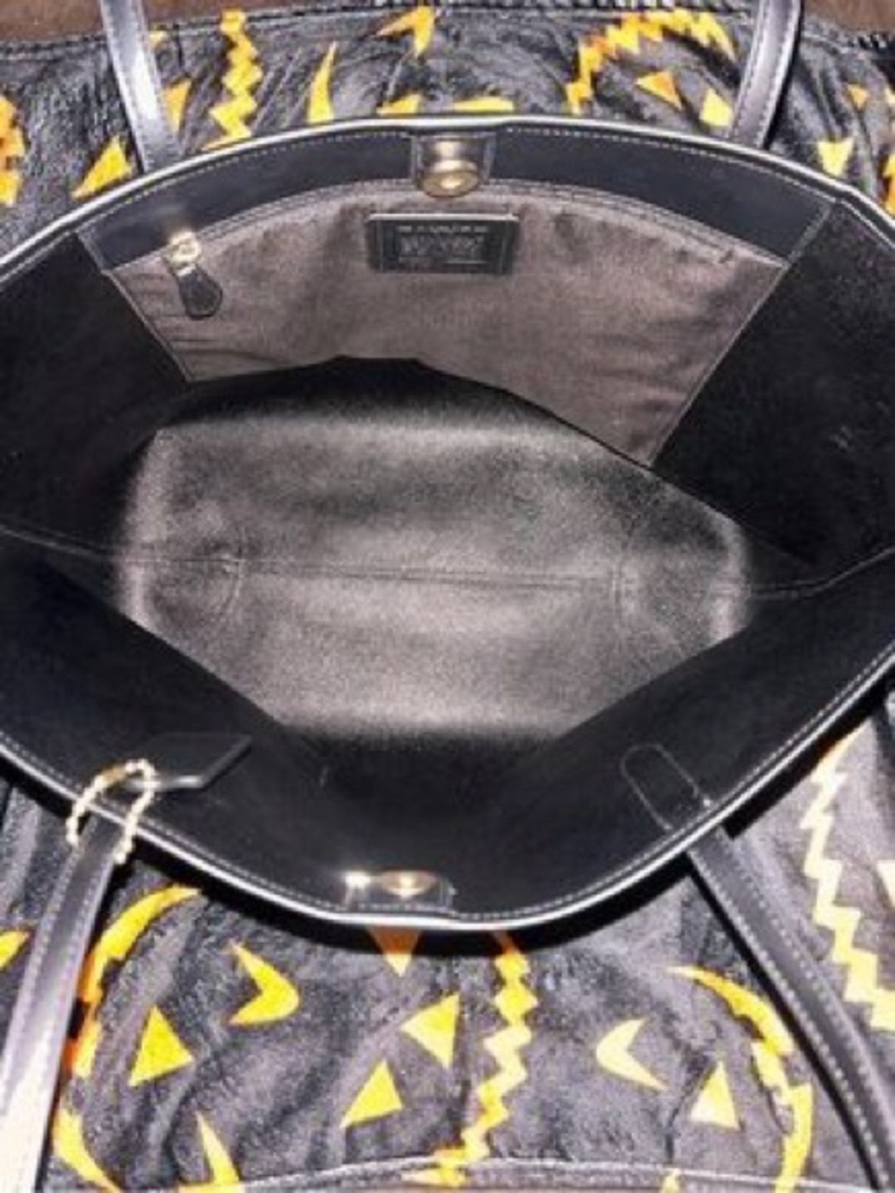 Coach Brown Halloween Print Tote with Black Handles - Picture 3 of 3